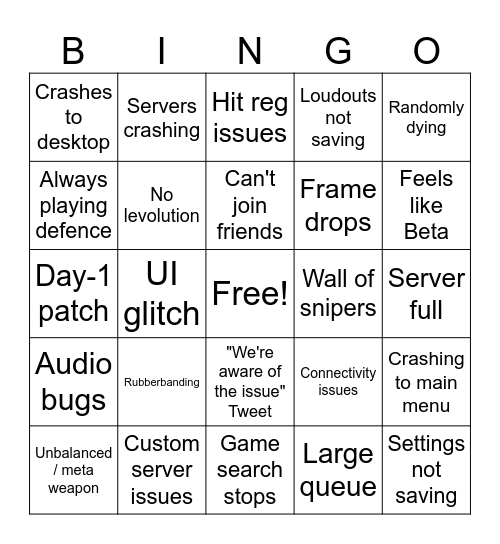 Battlefield 6 Launch Bingo Card