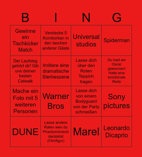 #HollyWoodEdition Bingo Card