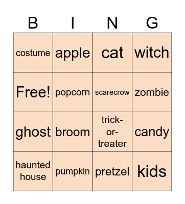 nouns Bingo Card