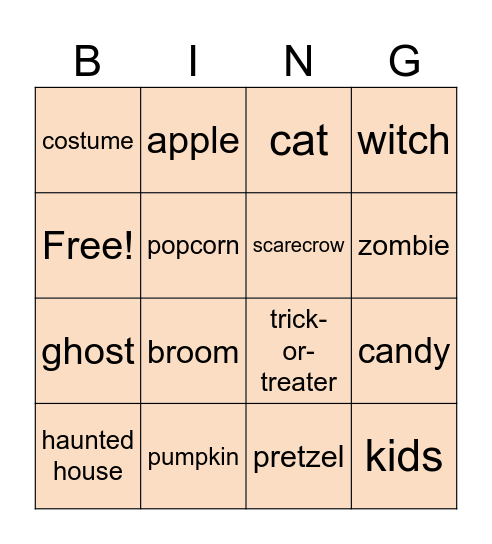 nouns Bingo Card