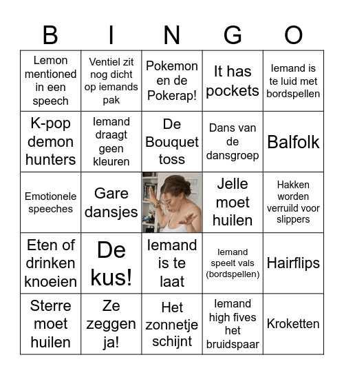 Sterre & Jelle's bruiloft Bingo Card