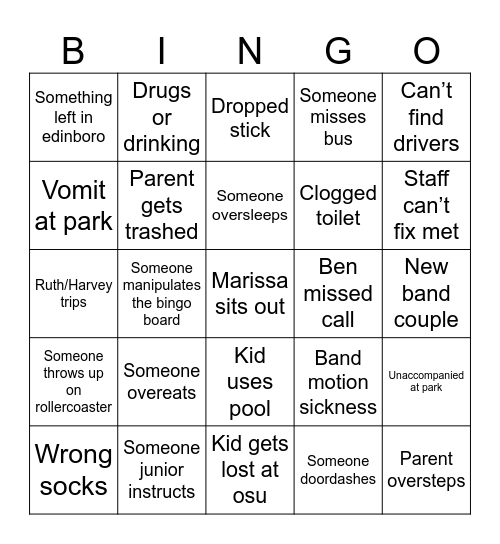 Band bingo Card