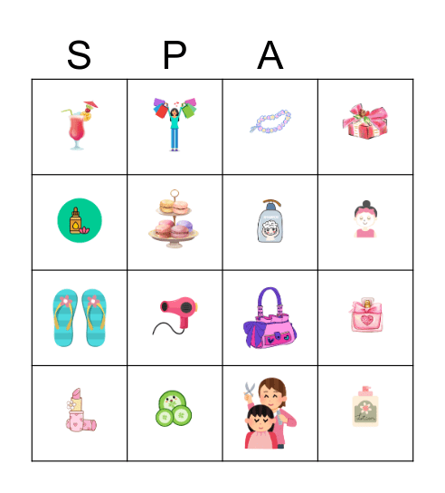 Spa Day Bingo Card