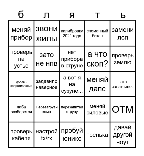 Заебали Bingo Card