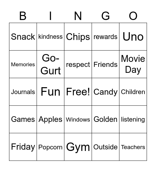 Fun Friday Bingo Card
