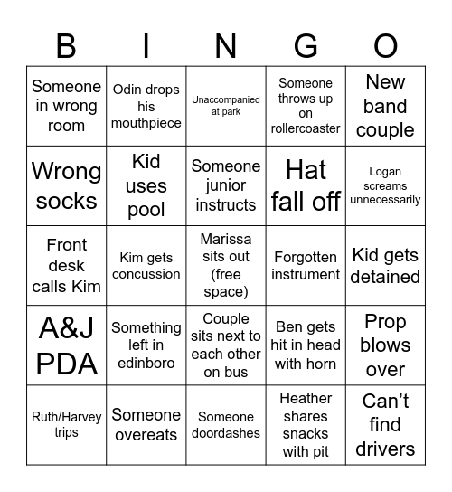 Band bingo Card