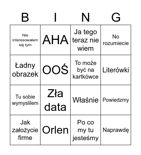 Dymerski Bingo Card