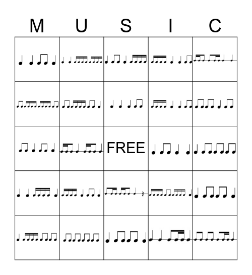Rhythm Bingo Card