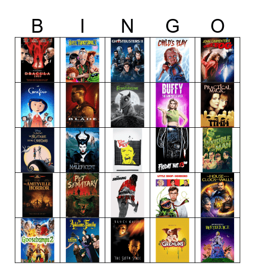 Halloween Movies Bingo Card