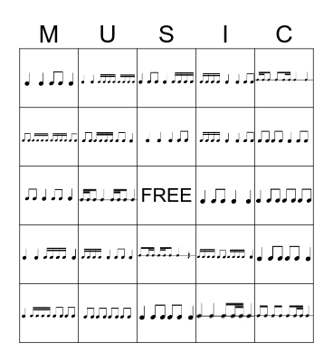 Rhythm Bingo Card