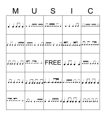 Rhythm Bingo Card
