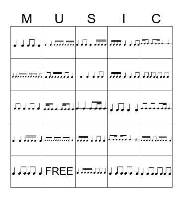 Rhythm Bingo Card