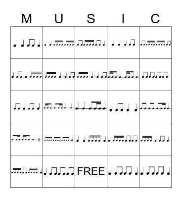 Rhythm Bingo Card