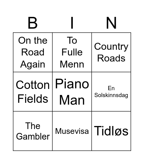 Kristiansand Bilforhandlerforening Bingo Card