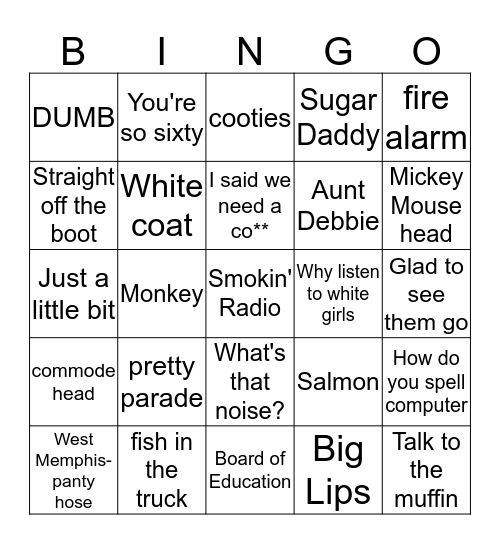 Bingo of Deborah's Jokes Bingo Card