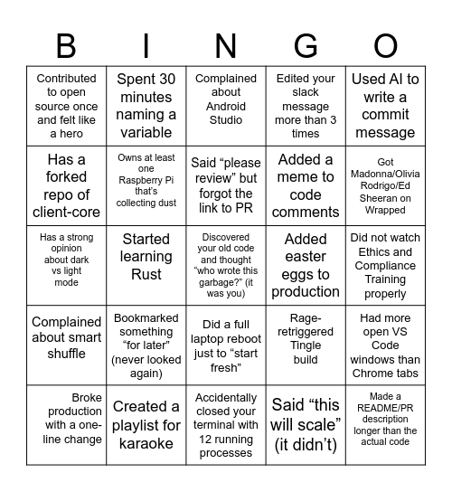 Untitled Bingo Card