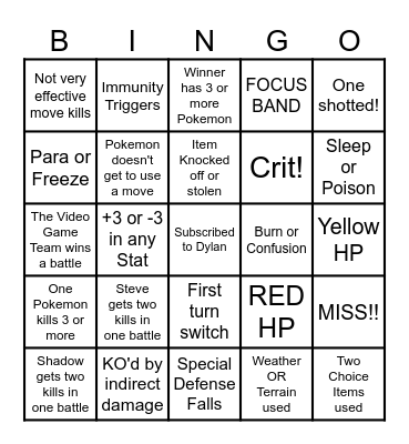 Then we fight bingo UP Video games Bingo Card