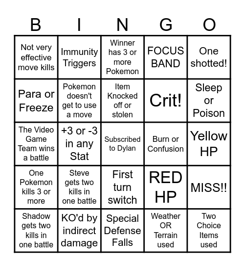 Then we fight bingo UP Video games Bingo Card