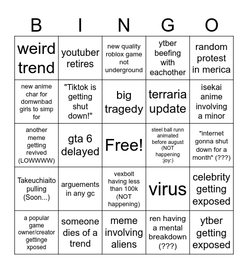 2025 bingo (stole it from someone) Bingo Card