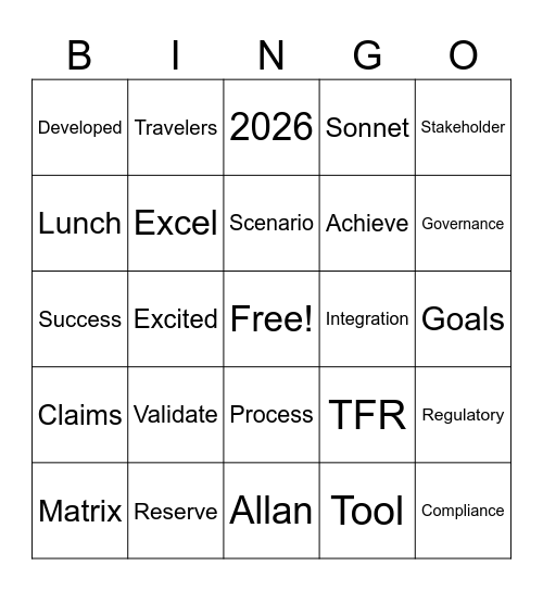 Governance Offsite Bingo Card