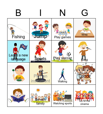 Free time activities Bingo Card