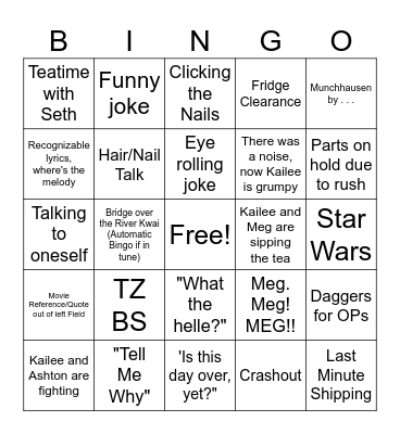 QC Bingo Card
