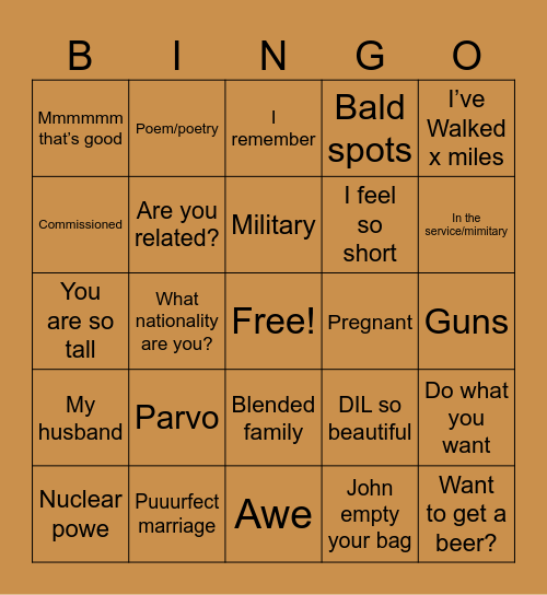 Wedding Bingo Card