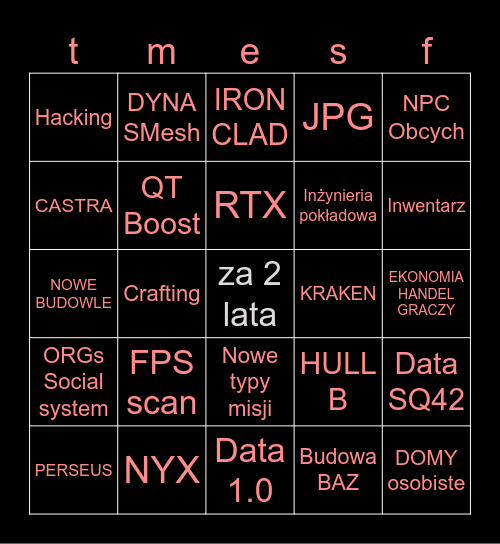 PGG - CitizenCon 2025 o czym będą mówili Bingo Card