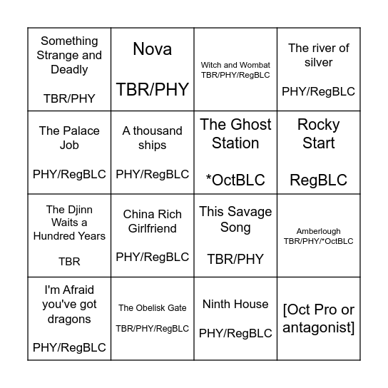 Oct-Nov 2025 Bingo Card