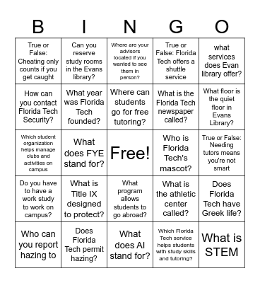 Florida Tech Bingo! Bingo Card