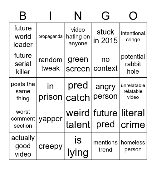 zxxshansoa doomscroll bingo card Bingo Card