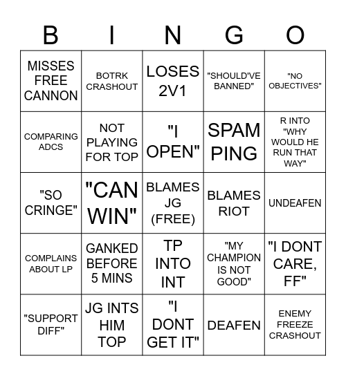 baron kled Bingo Card