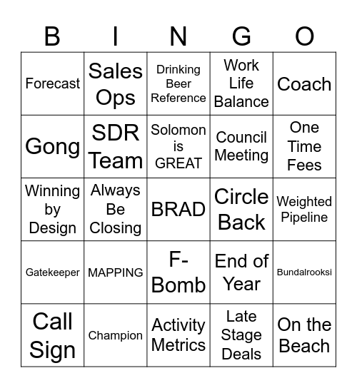 QBR Bingo Card