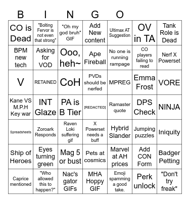 Hero Lounge Discord Bingo Card