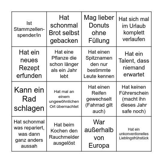 Speedfriending 2025 Bingo Card