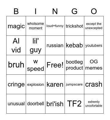 gooning bingo Card