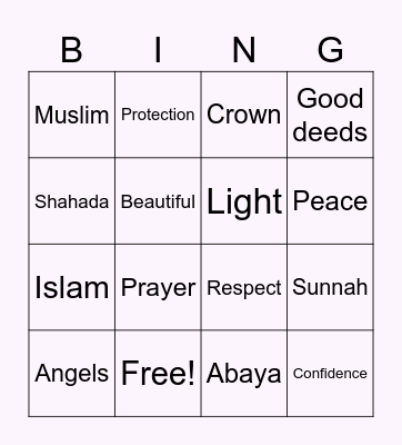Hijab Bingo Card