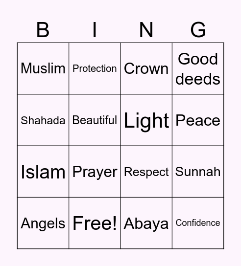 Hijab Bingo Card