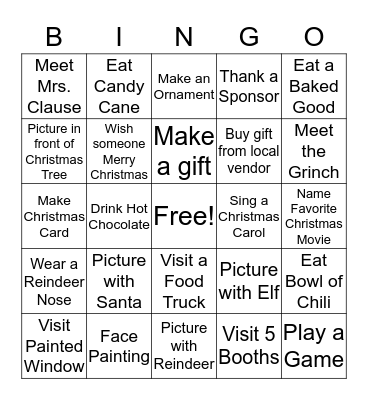 Christmas in the City 2016 Bingo Card