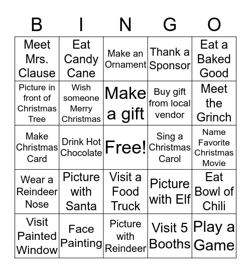 Christmas in the City 2016 Bingo Card