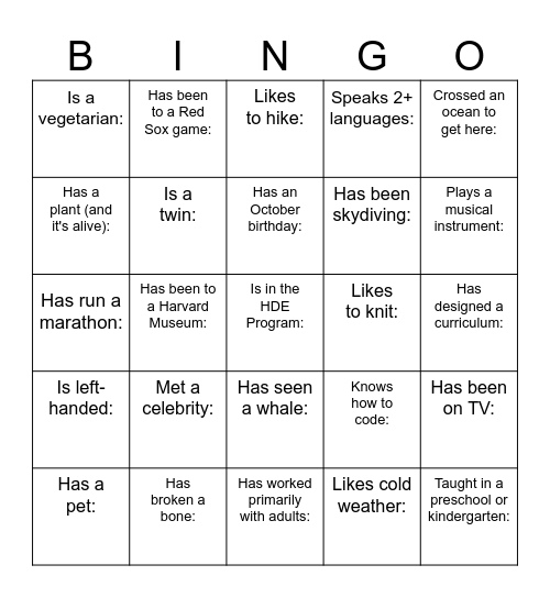 Untitled Bingo Card
