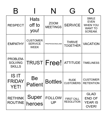 AMCOR CUSTOMER SERVICE BINGO #3 Bingo Card