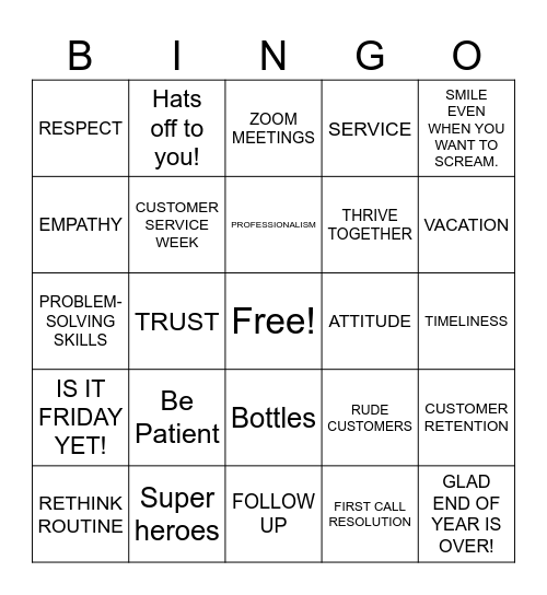 AMCOR CUSTOMER SERVICE BINGO #3 Bingo Card