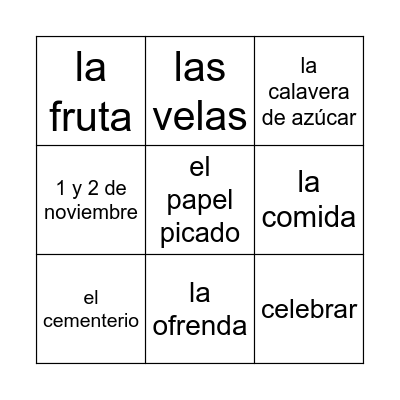 Lotería de Día de los Muertos Bingo Card