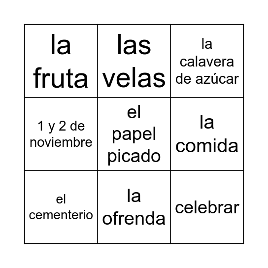 Lotería de Día de los Muertos Bingo Card