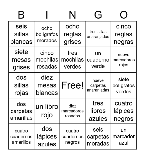 Número Bingo Card