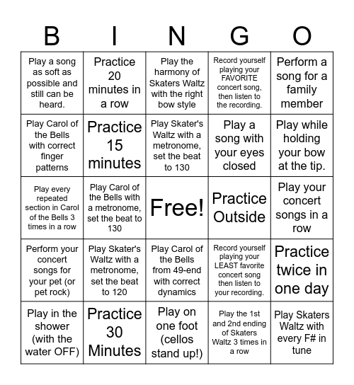 Thanksgiving Break Practice Bingo 3rd Period Bingo Card