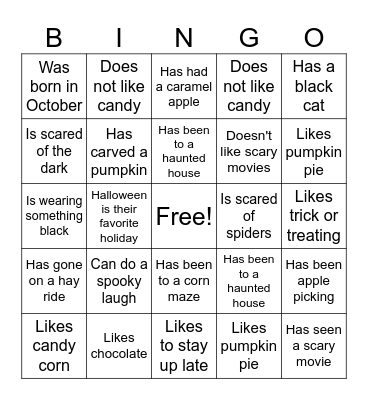 Halloween Find Someone Who... Bingo Card