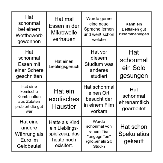 Speedfriending 2025 Bingo Card