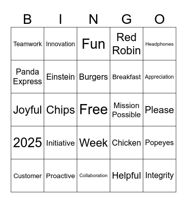 Customer Service Week Bingo Card
